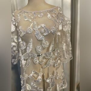 Ashley Stewart Elegant White Floral Lace Top size 12